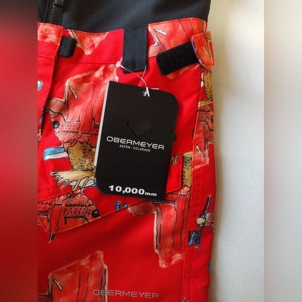 Obermeyer Kids Red Moose Overall Ski Bib Snow Pants I-Grow Size 2 NWT